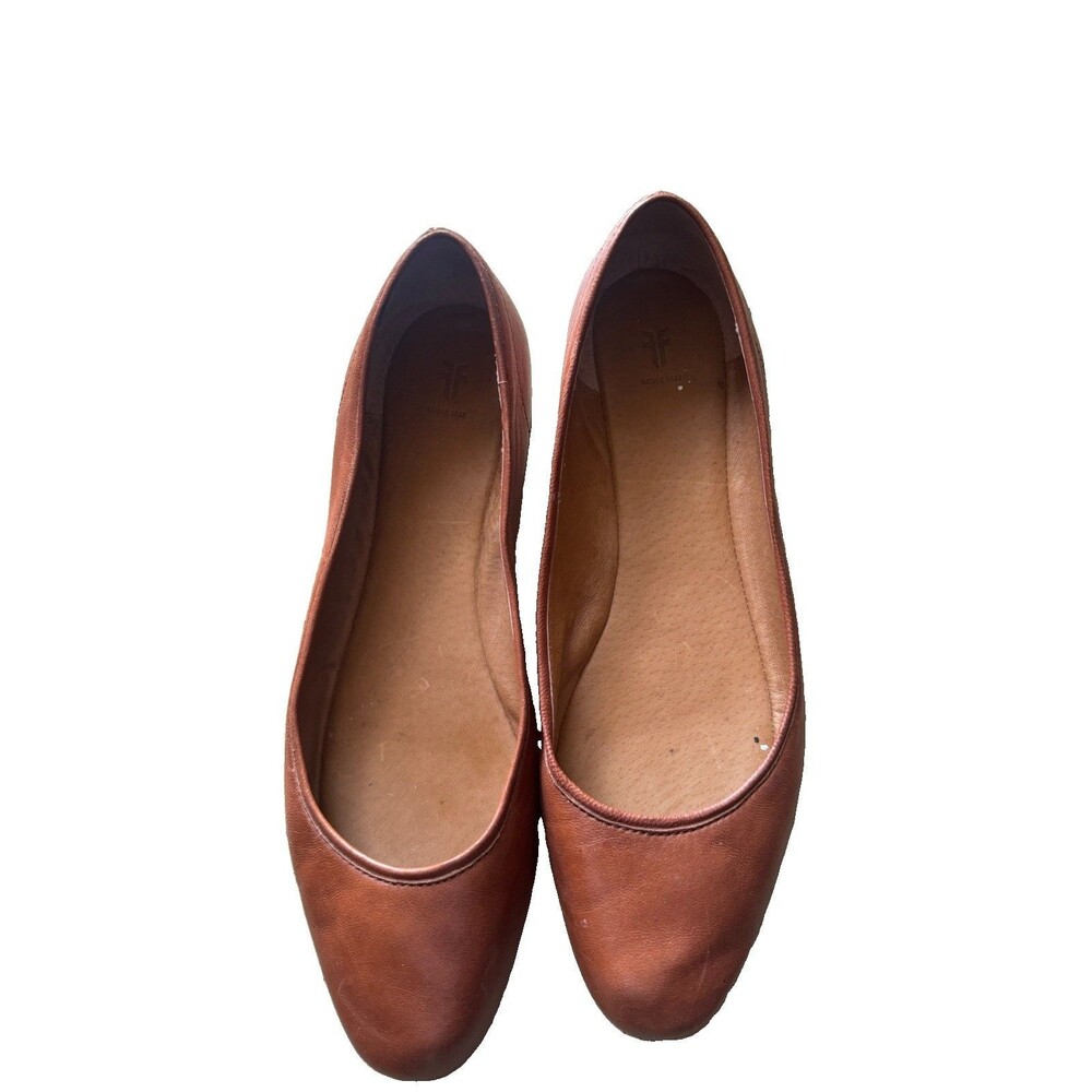 Frye Carson Leather Ballerina Flats in Cognac Size 9.5M US